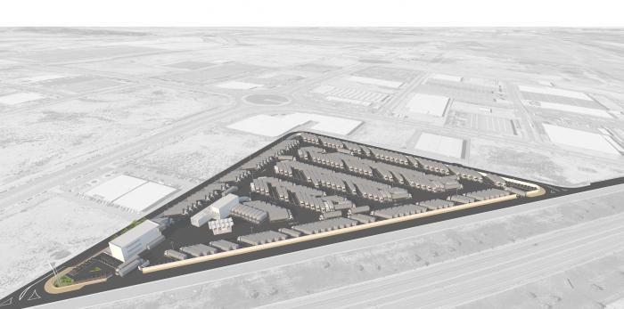 Recreación del futuro complejo de Trucks Stay en Plaza. Trucks Stay